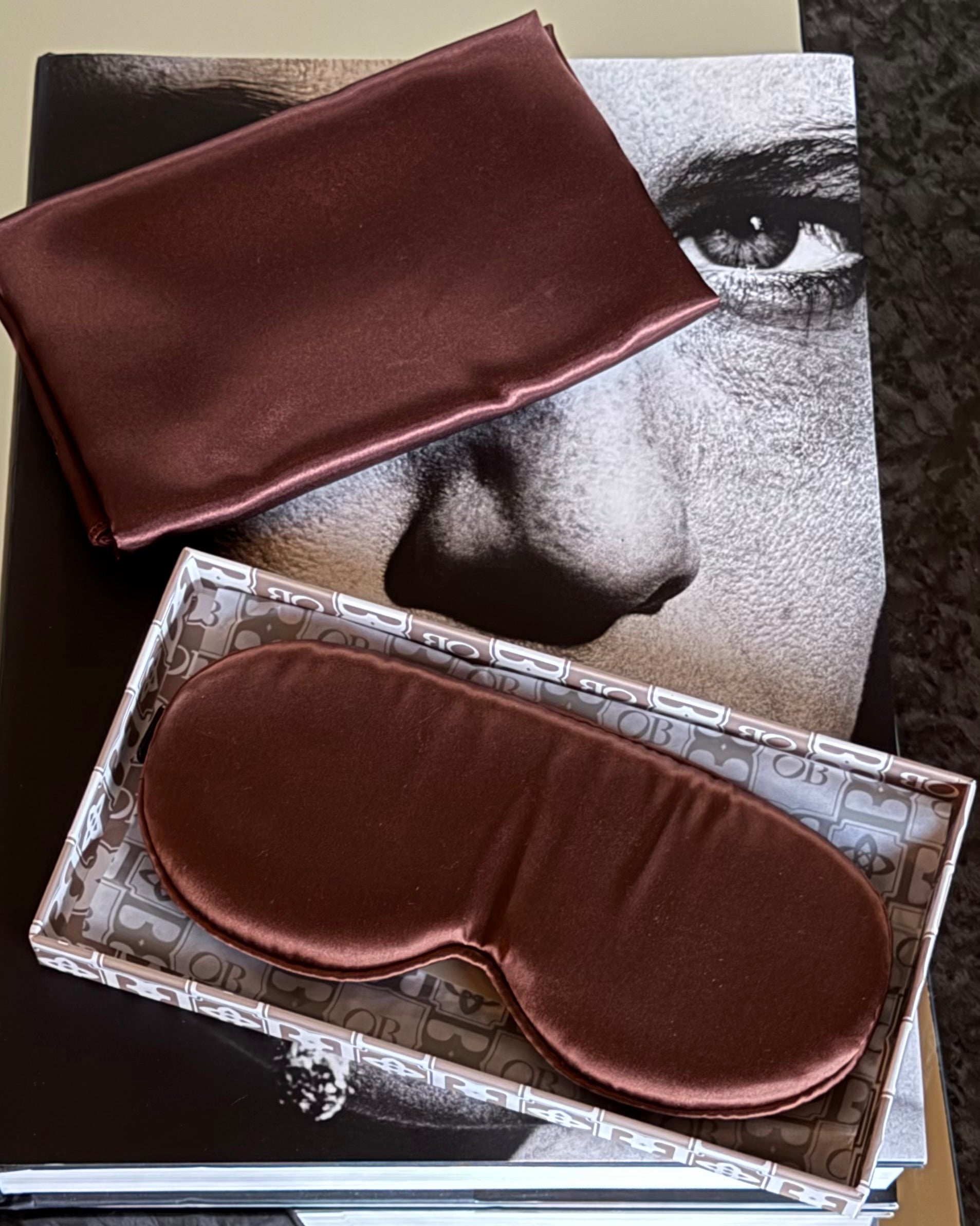 Brown Contour Silk Eye Mask & Scarf