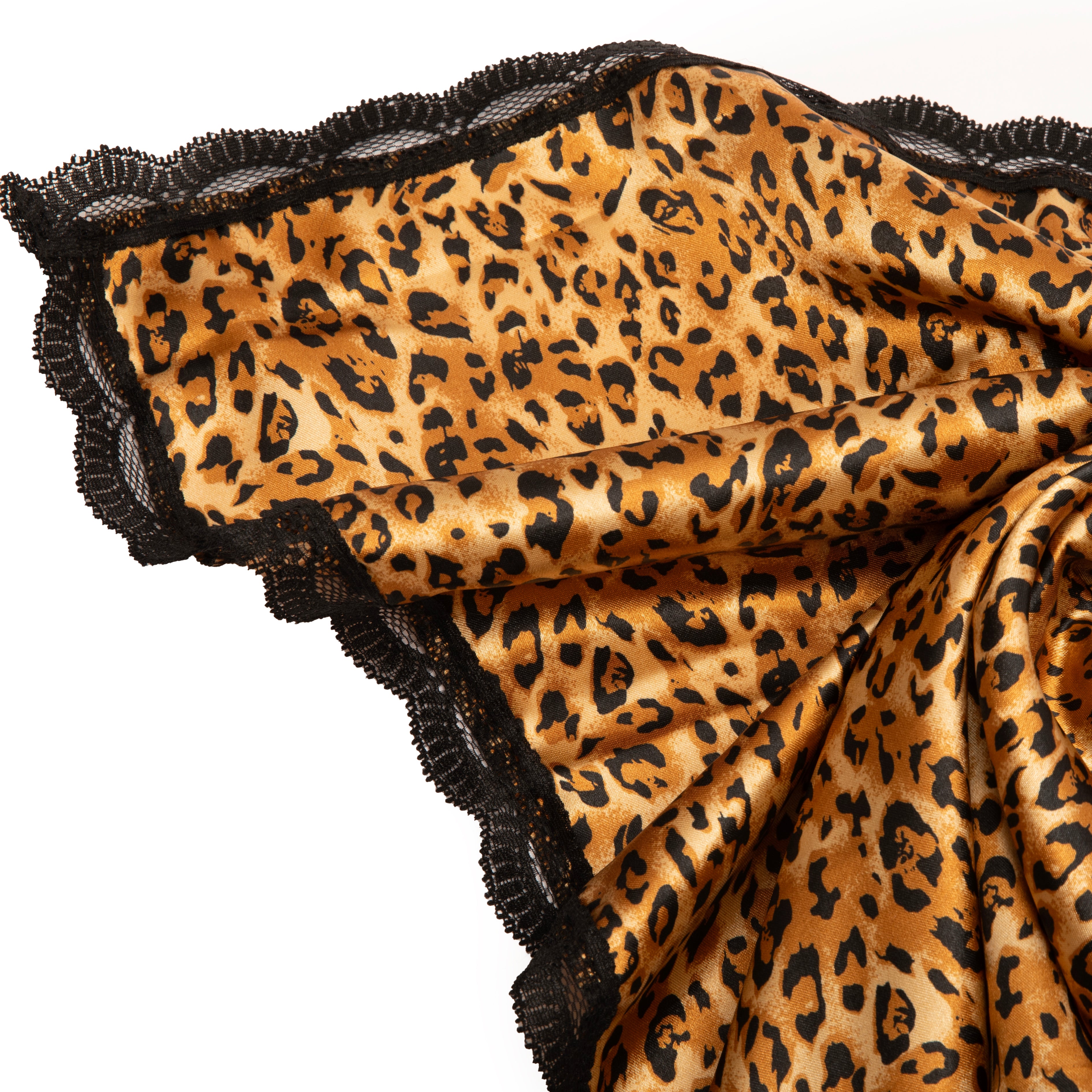 Cheetah Satin & Lace scarf